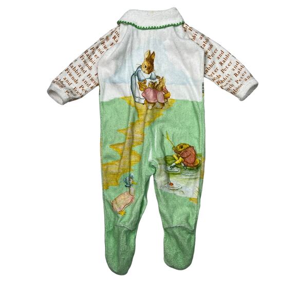Vintage 60s Peter Rabbit Friends AOP Footed Pajama Sleeper FLAW Baby Lg 19-26lbs - Picture 2 of 8